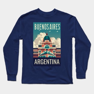 A Vintage Travel Art of Buenos Aires - Argentina Long Sleeve T-Shirt